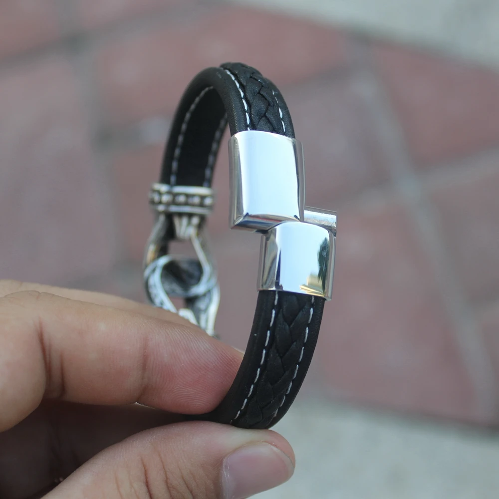 Neo-Gothic Style Magnificent Accessories Genuine Leather Bracelets & Bangles for Men Pulseiras Masculina bracelet jewelry