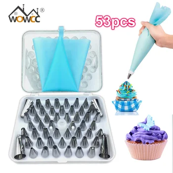 

52PCS/Set Silicone Cake Decorating Tips Set Icing Piping Cream Pastry Bag Stainless Steel Nozzle Set DIY Kitchen Accessories