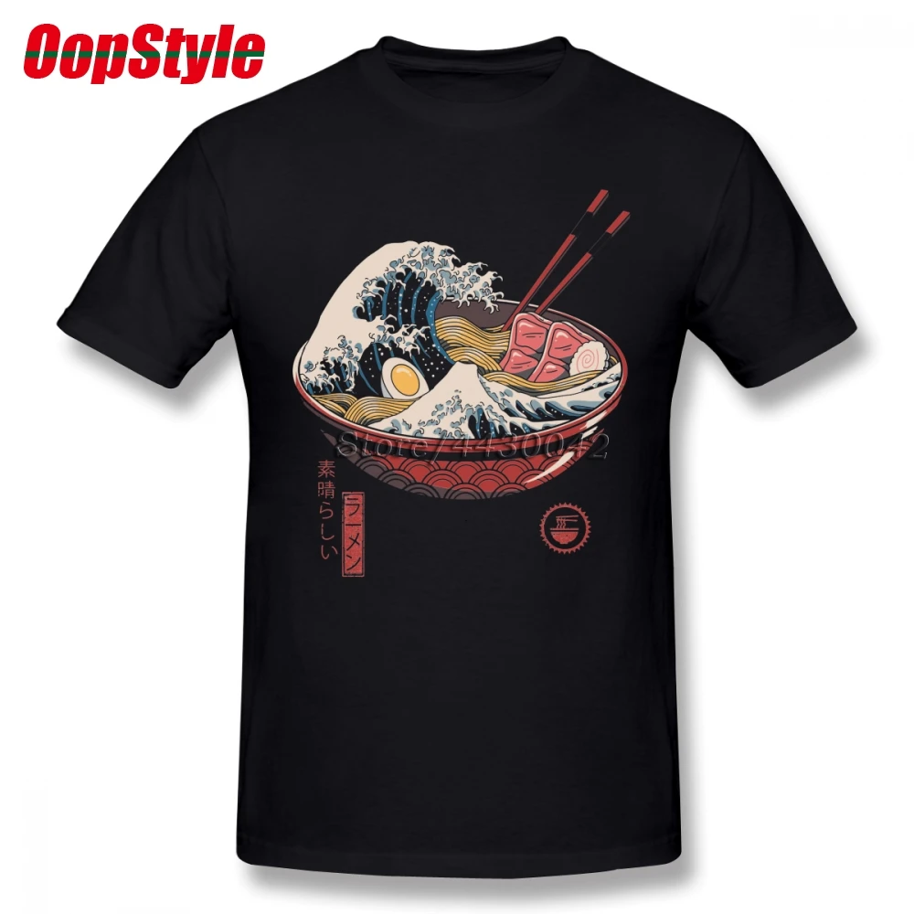 Мужская хлопковая футболка Great Ramen Wave большие размеры 4XL 5XL 6XL Camiseta | одежда