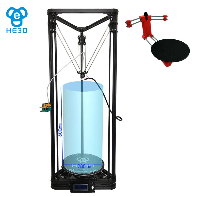 buy Combination sale, HE3D K280 delta auto level 3D printer kit impresora_ large build size 280mm * 600mm , adding DIY 3D scanner