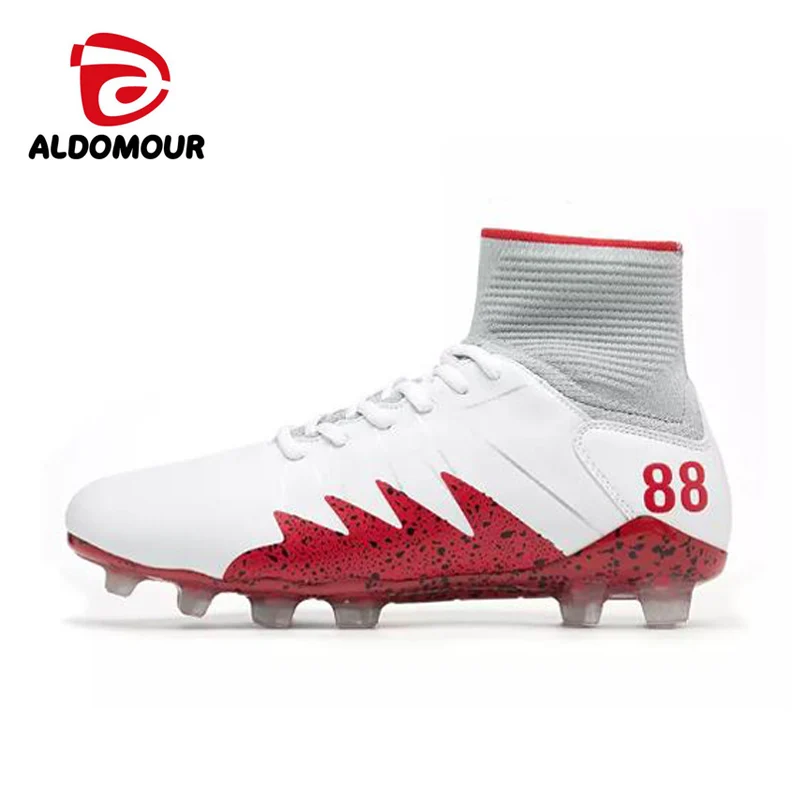 ALDOMOUR Size 39-45 Men High Ankle Football Boots Turf Cheap Indoor Soccer Shoes Sneakers zw