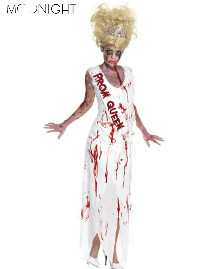 

MOONIGHT Women Prom Queen Role Play Long Dress Carnival Zombie Scary Costume Mummy Witch Halloween Clothes Cosplay