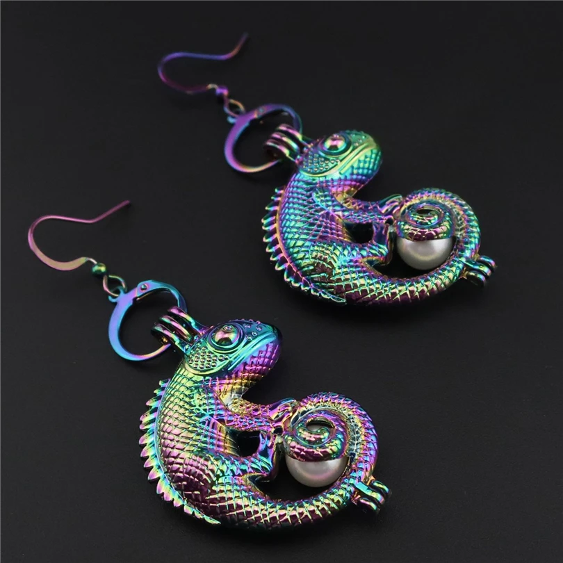Hot C E240 Rainbow Drop Earrings Jewelry Lizard Cage C E240 Rainbow Drop Earrings Jewelry Lizard Cage Oyster Pearl Dangle Hook For Women Diy Locket