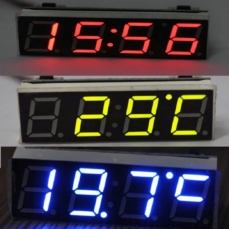 HARBLL 12 В 24 в авто цифровые светодиодные электронные часы+ термометр+ Вольтметр Три цвета