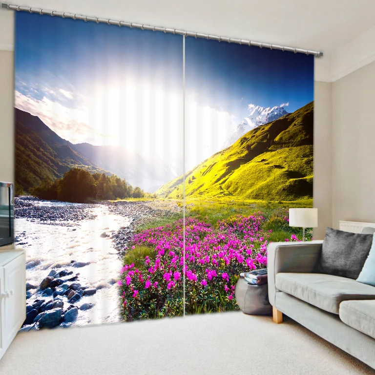 Natural scenery 3D Blackout Curtains Healthy non pollution Digital
