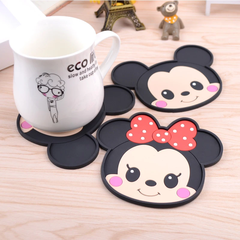 

1Pc Cartoon Mickey & Mini Silicone Anti Slip Kawaii Cup Mats Dish Bowl Pads Placemat Coffee Coasters Kitchen Accessories KP025
