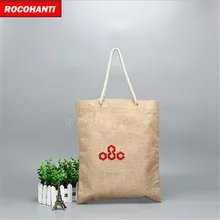 100x пользовательские принять заказ экологически чистые из пеньки сумка шоппер с ручкой из веревки