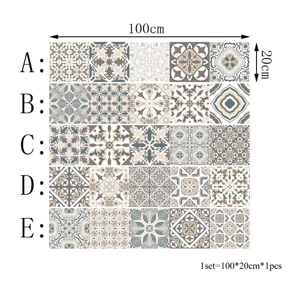 Европейский стиль ретро узор плитка наклейки ПВХ ванная комната водонепроницаемый наклейки на стену домашний декор самоклеящиеся пол арт Фреска плакат