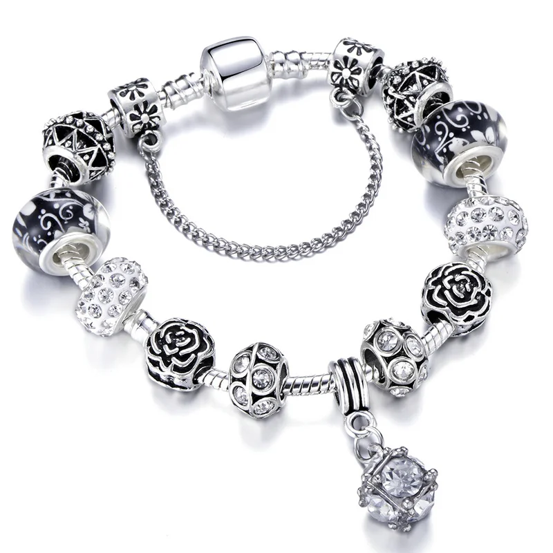 HOMOD подлинный посеребренный 925 бусин в форме короны, брелок с кристаллами в виде сердца, браслет подходит для брендовых браслетов для женщин, ювелирные изделия DIY - Окраска металла: A6