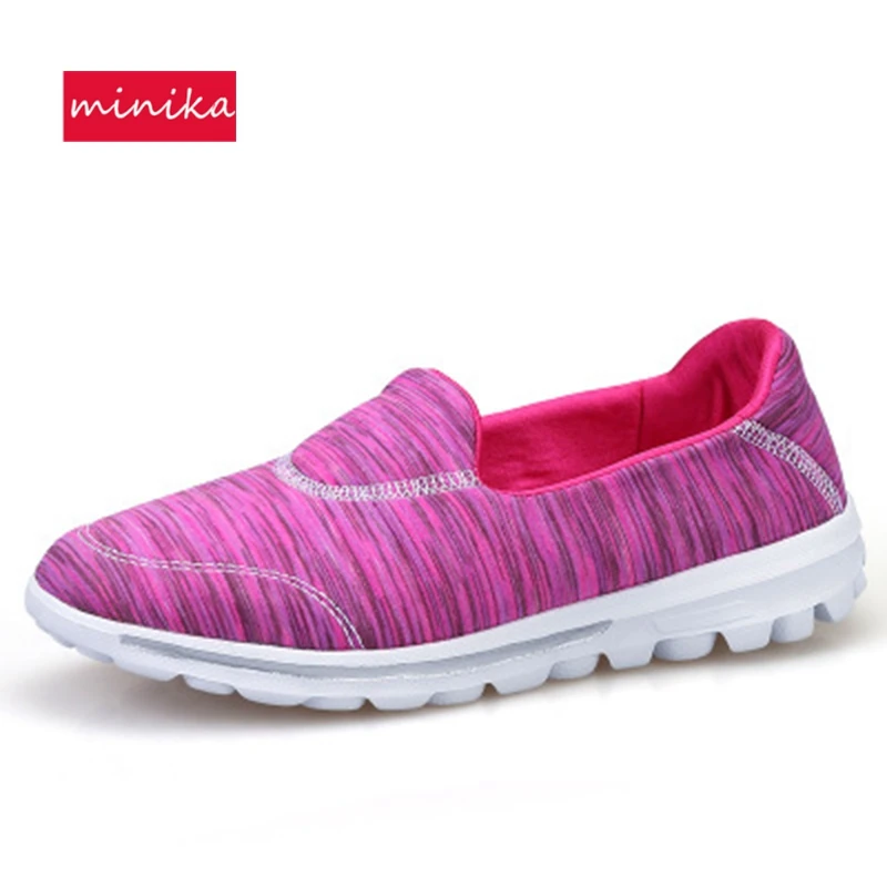 SWYIVY Women Walking Shoes Flat Heel Soft Sole Sport Shoes Women 2018 Autumn Cloth Slip-on Lazy Shoes Super Light Sneakers Women