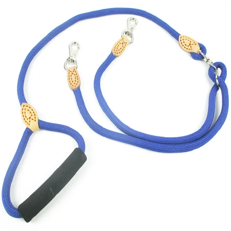 Small Dog Leash Nylon two dogs Rope Pet walking Leashes double dog Lead foam handle pet traction
