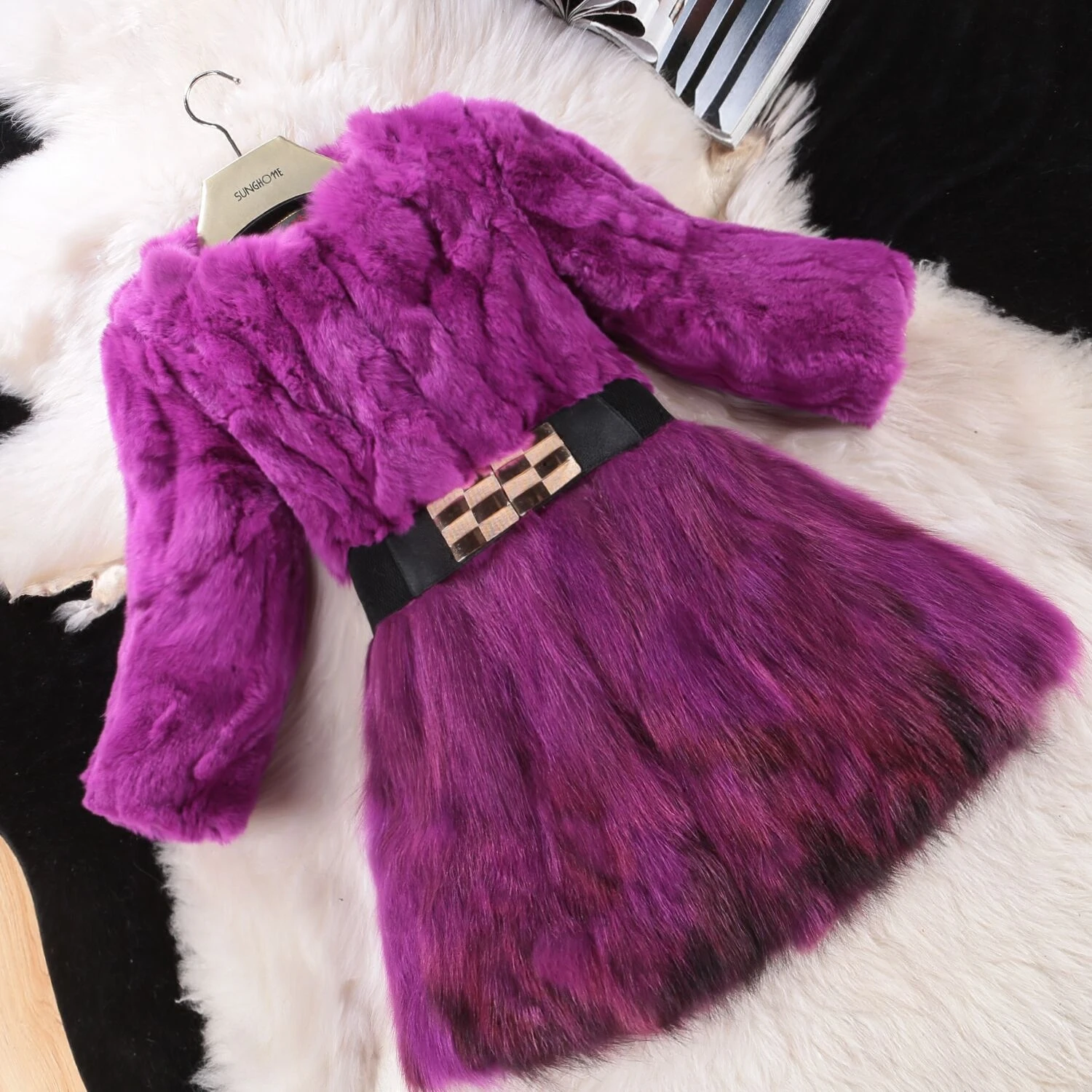Зимнее пальто из натурального меха кролика Рекс и енота с мехом собаки, верхняя одежда для женщин с круглым вырезом, 3/4 рукавами, пальто и куртки из натурального меха, осень g371