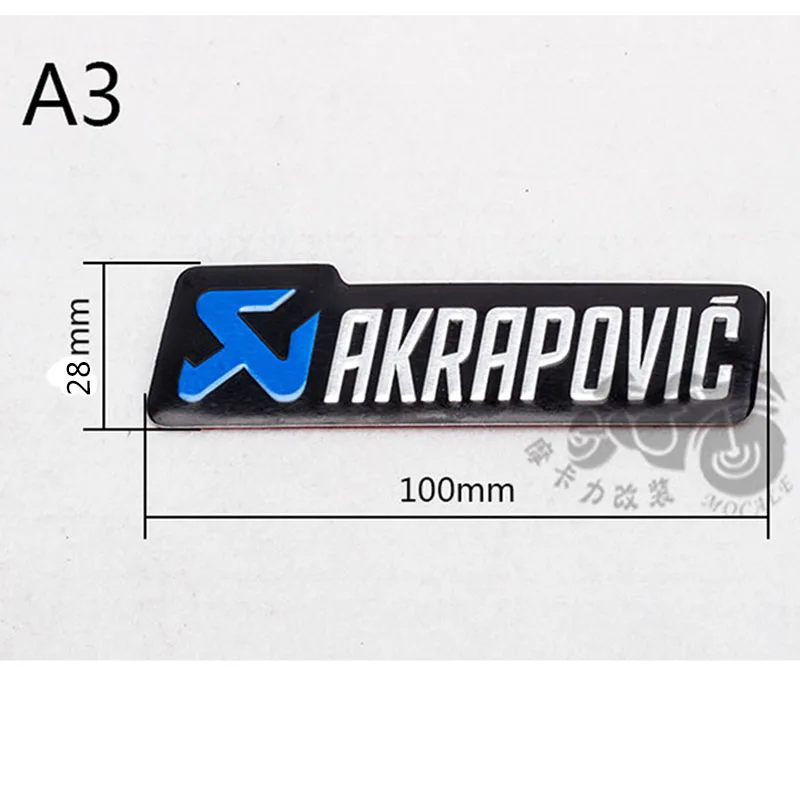 Универсальный 100X28 мм алюминиевый 3D стикер для этикеток s Akrapovic глушитель наклейка глушитель наклейки для мотоцикла - Цвет: 10pcs A3