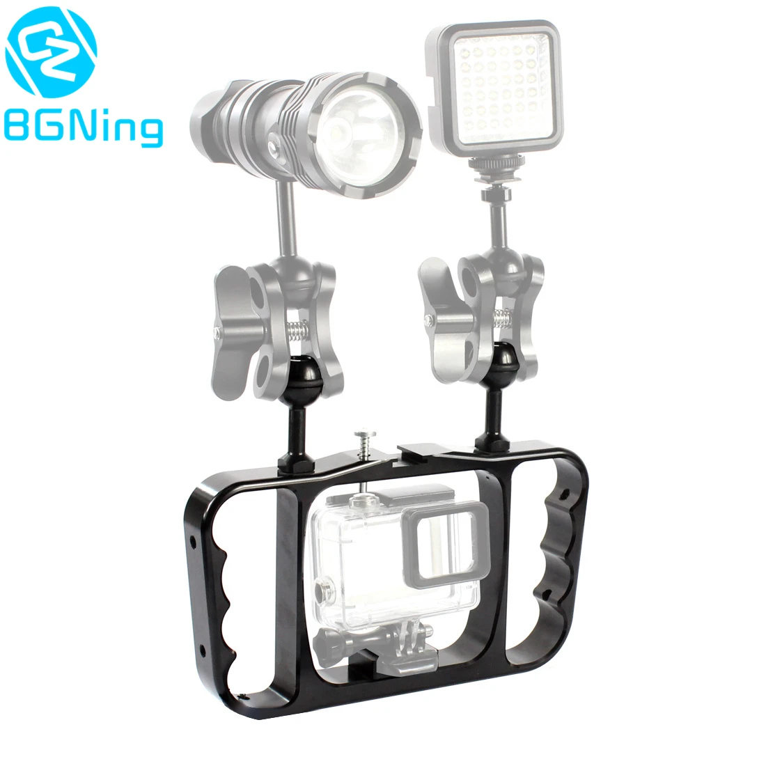 المزدوج مقبض الغوص قوس فلاش تركيب إضاءة طقم إطارات ل Gopro بطل 7 6 5 4 SJCAM سوني كاميرا كاميرا الهاتف الذكي المزدوج مقبض الغوص قوس فلاش تركيب إضاءة طقم إطارات ل Gopro بطل 7 6 5 4 SJCAM سوني كاميرا كاميرا الهاتف الذكي