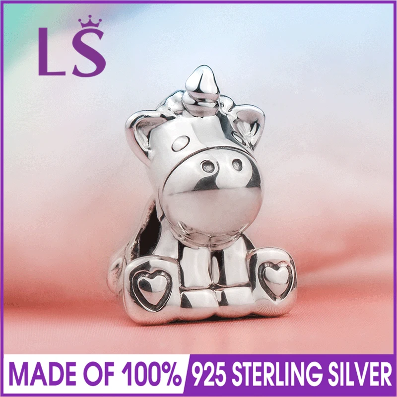 

LS 2018 New Real 925 Silver Bruno the Unicorn Charm Fit Original Bracelets Pulseira Encantos Beads DIY Jewelry Gifts