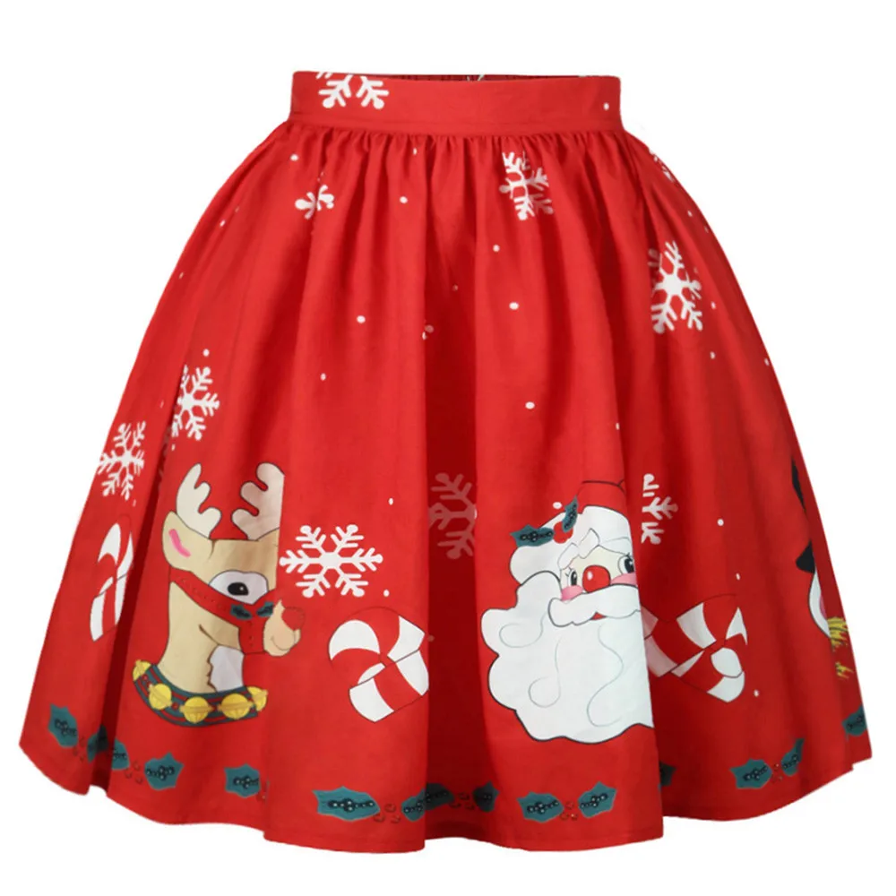 Women's Sexy Christmas Skirt Santa Snowflake Printed A Line Skirt Mini