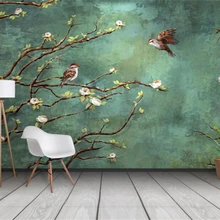 Beibehang-papel tapiz personalizado 3d, mural pintado a mano, flores y pájaros, decoración de fondo interior de moda, papel tapiz 3d