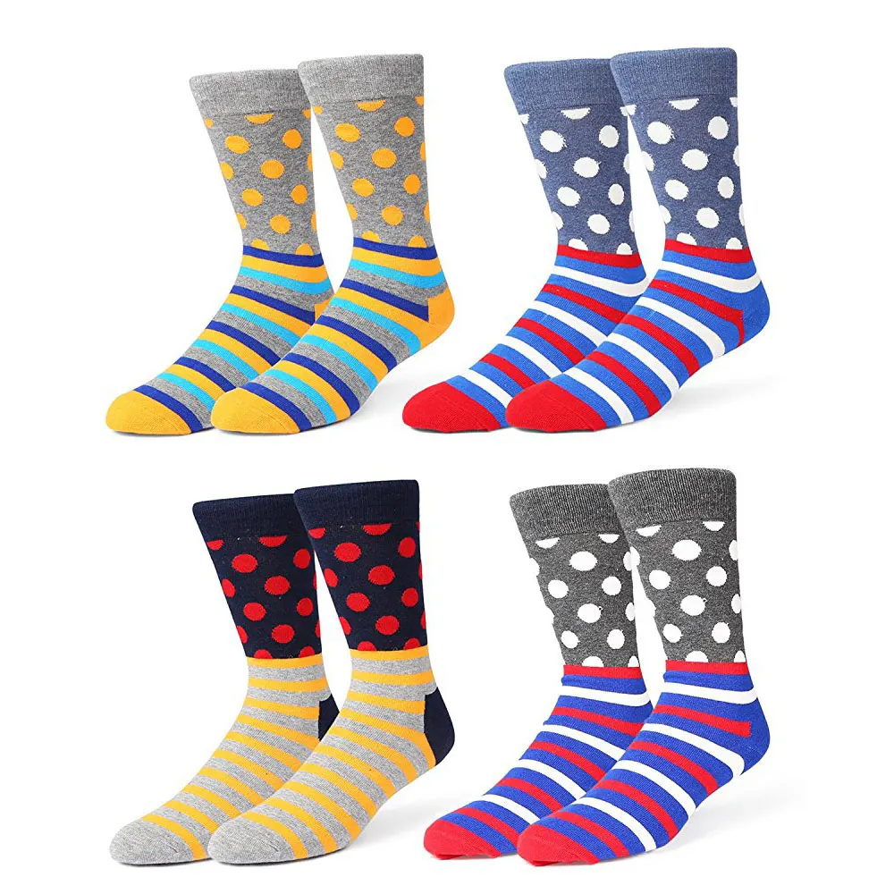 Brand Men Argyle Colorful Bussiness Crew Socks Men's Striped Dot