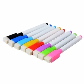 

8 Colors Whiteboard Marker Magnetic Dry Erase White Board Markers Pens Fine Point Built-in Eraser Office School Supplies