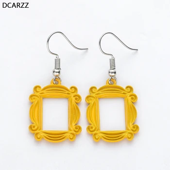 

Friends TV Show Big Earrings Peephole Frame Yellow Korean Earring Fashion Jewelry Best Friend/Valentine'Day Gift for Girlfriend