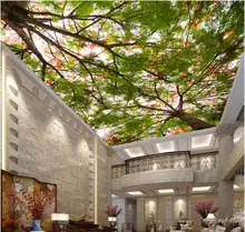 

3d ceiling murals wall paper Forest tree tops the sky painting decor photo 3d wall murals wallpaper for living room walls 3 d