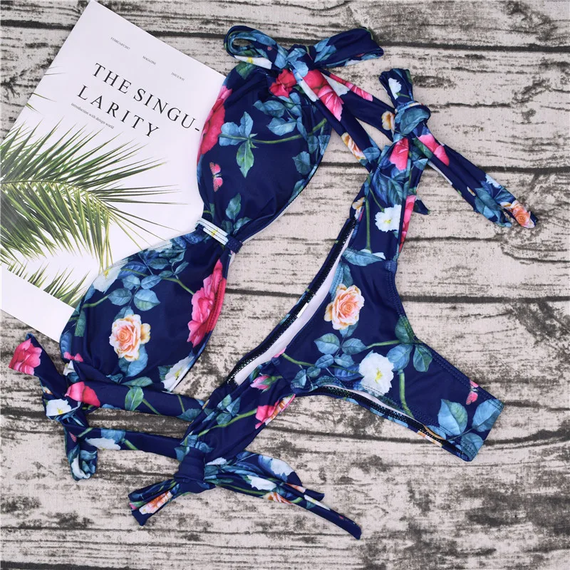 2019 New Print Bikini New Strappy Bandage Swimsuit Bathing Suit Sexy Women Bandeau Push Up Off Shoulder Swimwear Beach Wears 2019 New Print Bikini New Strappy Bandage Swimsuit Bathing Suit Sexy Women Bandeau Push Up Off Shoulder Swimwear Beach Wears