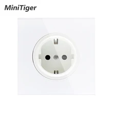 Minitiger Новое поступление кристальная стеклянная панель 16А стандарт ЕС настенная розетка с заземленным замком для защиты от детей