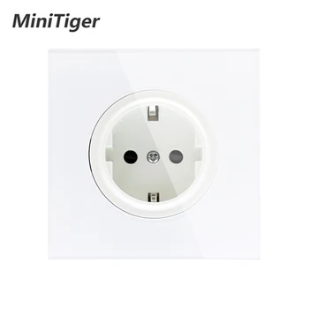 

Minitiger 2019 New Arrival Crystal Glass Panel 16A EU Standard Wall Power Socket Outlet Grounded With Child Protective Lock