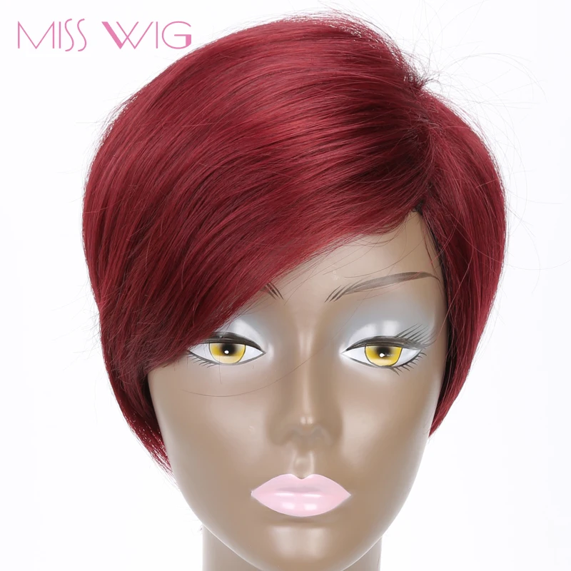 

MISS WIG Red Short Wig Synthetic Wigs For Black Women
