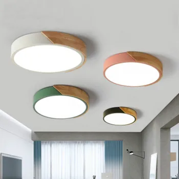 

Nordic bedroom circular led with a diameter of 50cm simple modern personality color macaron log ceiling lamp
