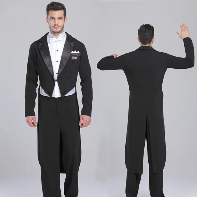 Men's Ballroom Dance Costumes Suit Swallow tailed Coat Shirt Pants 3