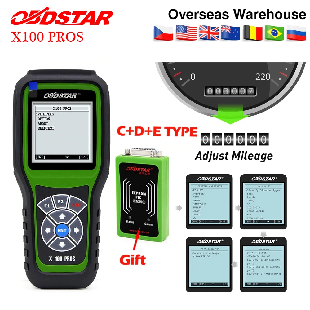 

Obdstar X100 PROS Auto Key Programmer C+D+E including EEPROM x100 pro for immobilizer +Odometer correction+OBD Replace X-100 PRO