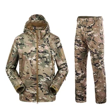 Военная TAD камуфляжные тактические костюмы зима осень водонепроницаемый флис Акула кожа мягкая оболочка куртка комплект мужская верхняя одежда BF05