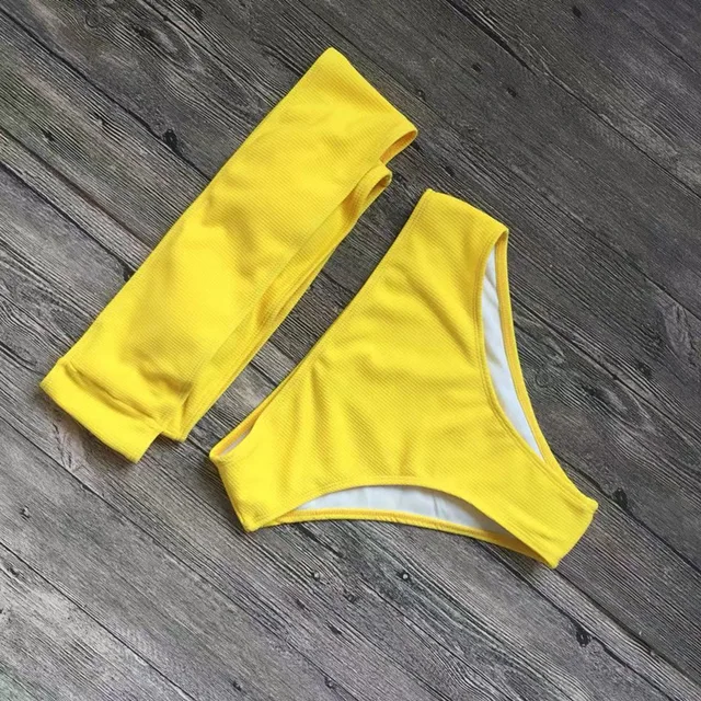 yellow tube top bathing suit