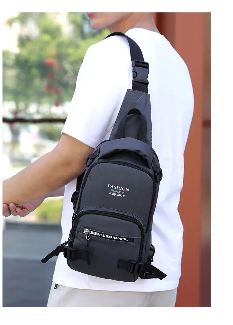 Нейлоновые военные нагрудные Мужские сумки через плечо, зарядка через USB интерфейс, модные тренды, мужской слинг-рюкзак, сумка на одно