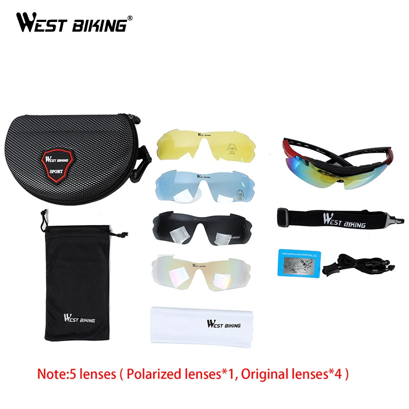 WEST BIKING 5 Lens Bicycle Glasses UV400 Windproof Cycling Glasses Myopia Frame Men Women Cycling Eyewear Cycling Sunglasses