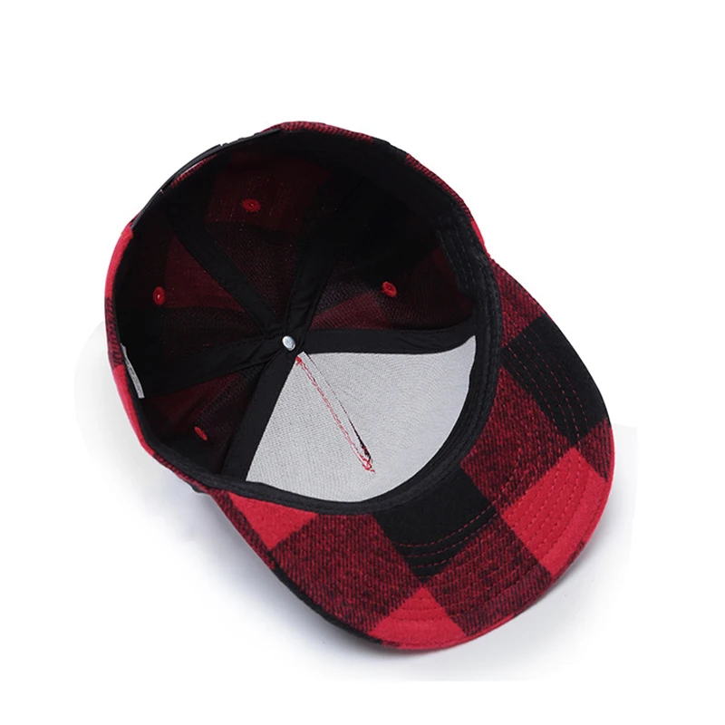 Cap Men Snapback Hip Hop Hat Flat Bill Hat Adjustable Cotton Plaid Sports Outdoor Accessory (4)
