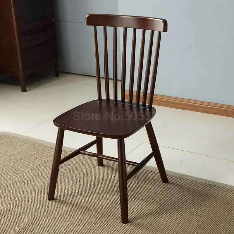 Виндзорский стул в скандинавском стиле Твердый обеденный стул из дерева домашний спинка ресторан кафе простой деревянный стул - Цвет: 4 unit price    5