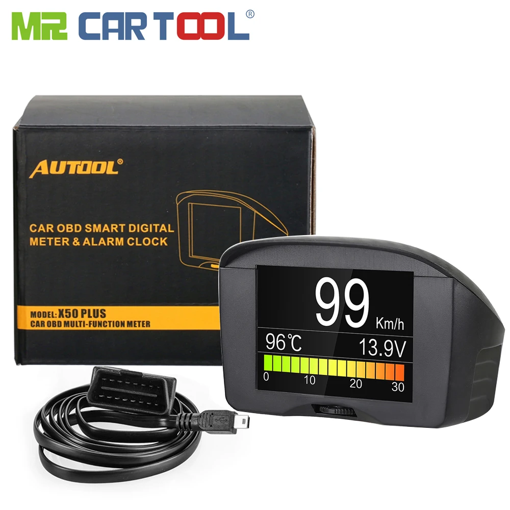 

AUTOOL X50 Plus Car OBD2 II display Speedmeter ODB 2 Diagnosis Digital Auto Speed Voltmeter Gauge High Temperature Alarm
