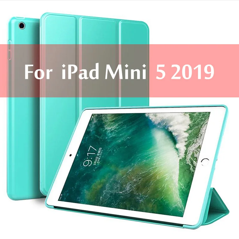 Чехол для iPad Mini 4 3 2 1 чехол ПУ; кожа; Силикон Мягкая задняя трехстворчатая подставка для сна смарт-чехол для iPad Mini 5 чехол Funda - Цвет: Mini 5 Green