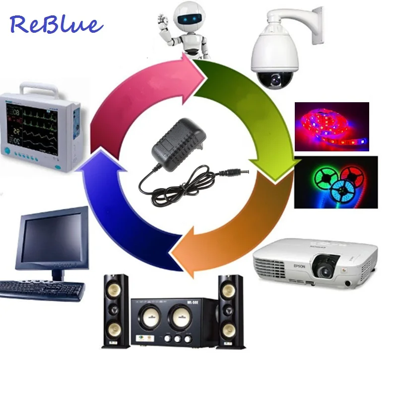 ReBlue Power Adapter DC12 V Power Supply 1A 2A EU US Plug  Input Voltage AC 100-240V Output DC 12V Lighting Transformers Adapter6