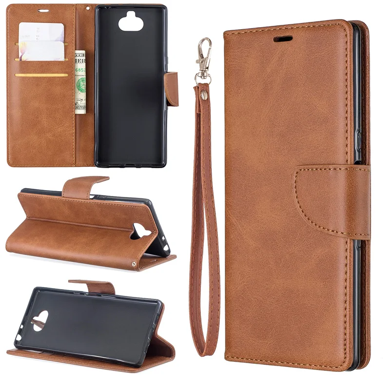 

2019 Leather Case Wallet Cover on For Sony Xperia XA2 Ultra XZ1 Compact XA1 Plus Vintage Flip Book Cases For Sony 10 Plus Case