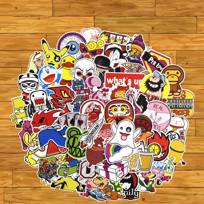 

100 PCS Graffiti Sticker Anime Rock Funny Retro Stickers for children DIY Laptop Guitar Luggage Skateboard Gift car Stickers