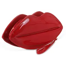 Women Shoulder Chain Clutch Handbag Bag PU Leather Sexy Red Lip Hot