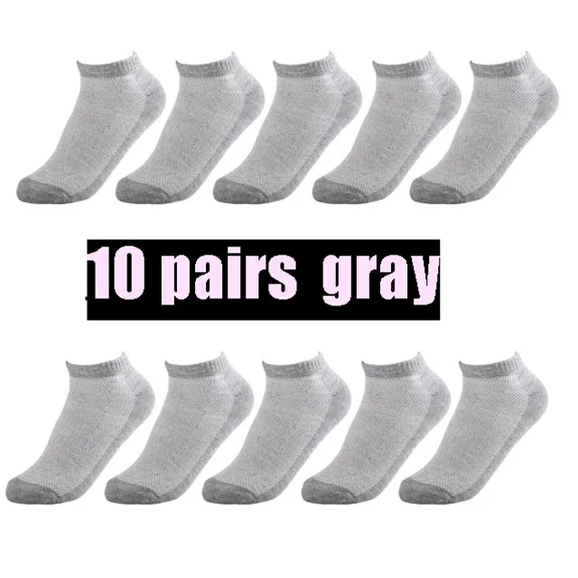 20 шт = 10 пар, летние мужские сетчатые носки, невидимые нейлоновые носки до лодыжки, мужские белые дышащие тонкие лодочкой носки, европейские размеры 38-43, низкая цена - Цвет: 10 pairs of gray