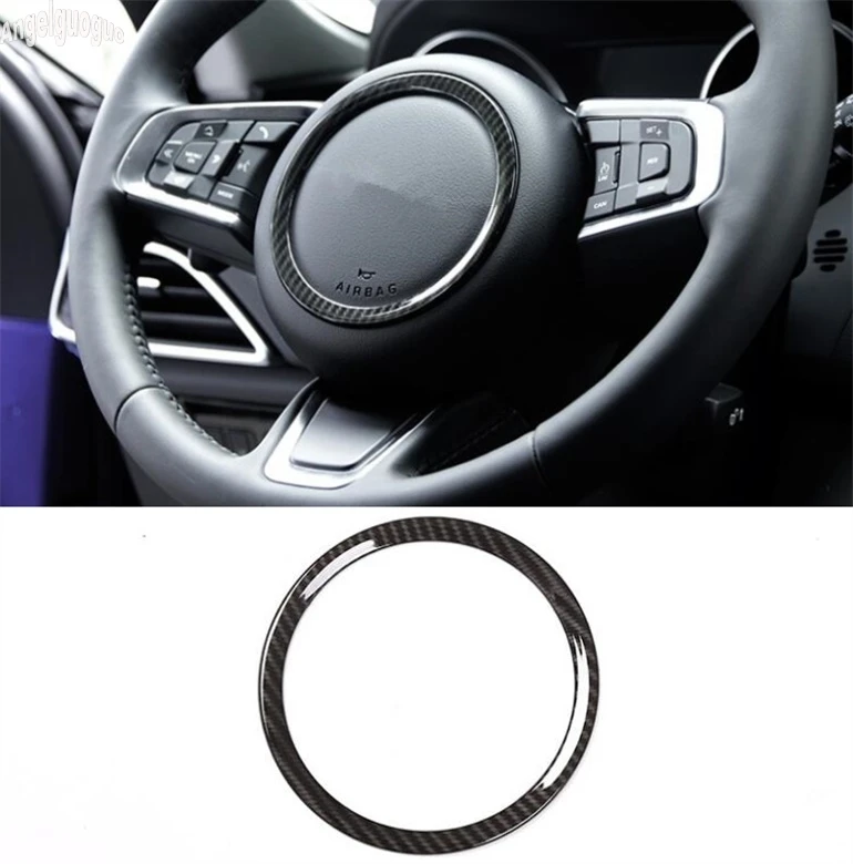 ABS carbon style For Jaguar XF XE F-PACE F-TYPE L Accessories Car Steering Wheel Logo Frame Decoration Ring Sticker Car-styling
