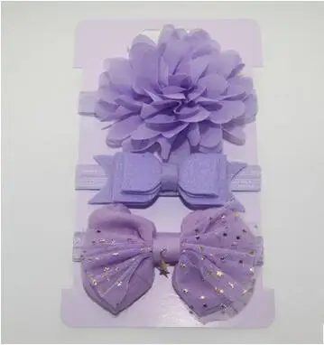 3Pcs Baby Elastic flower headband Headbands Hair Girls Bebe Bowknot Hairband Toddler Infants accessories set photography props Purple