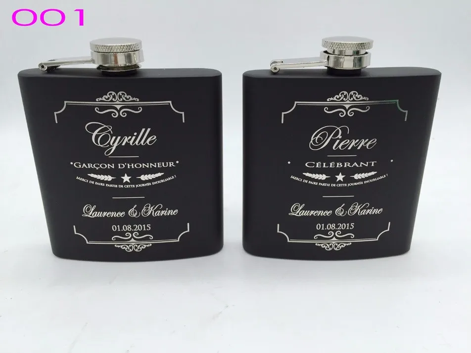 Free Personalized Engraved 6 oz Stainless Steel Black Hip Flask ,Groomsman or Best man gift , Birthday gift ,PASSED FDA TEST