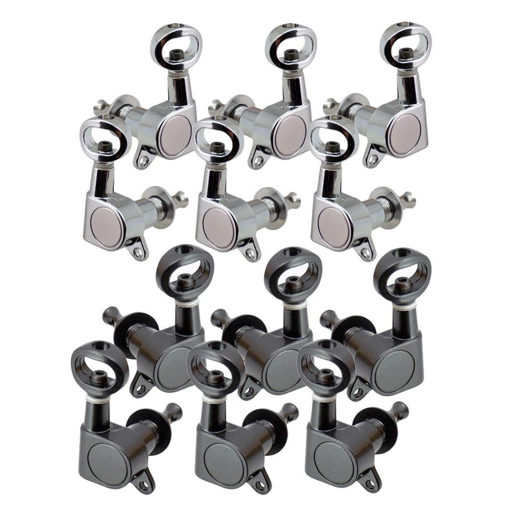 

Guitar Tuning Pegs Tuners Machine Heads Full Closed Tuning Peg Sliver/Black for Electric/Acoustic Guitar