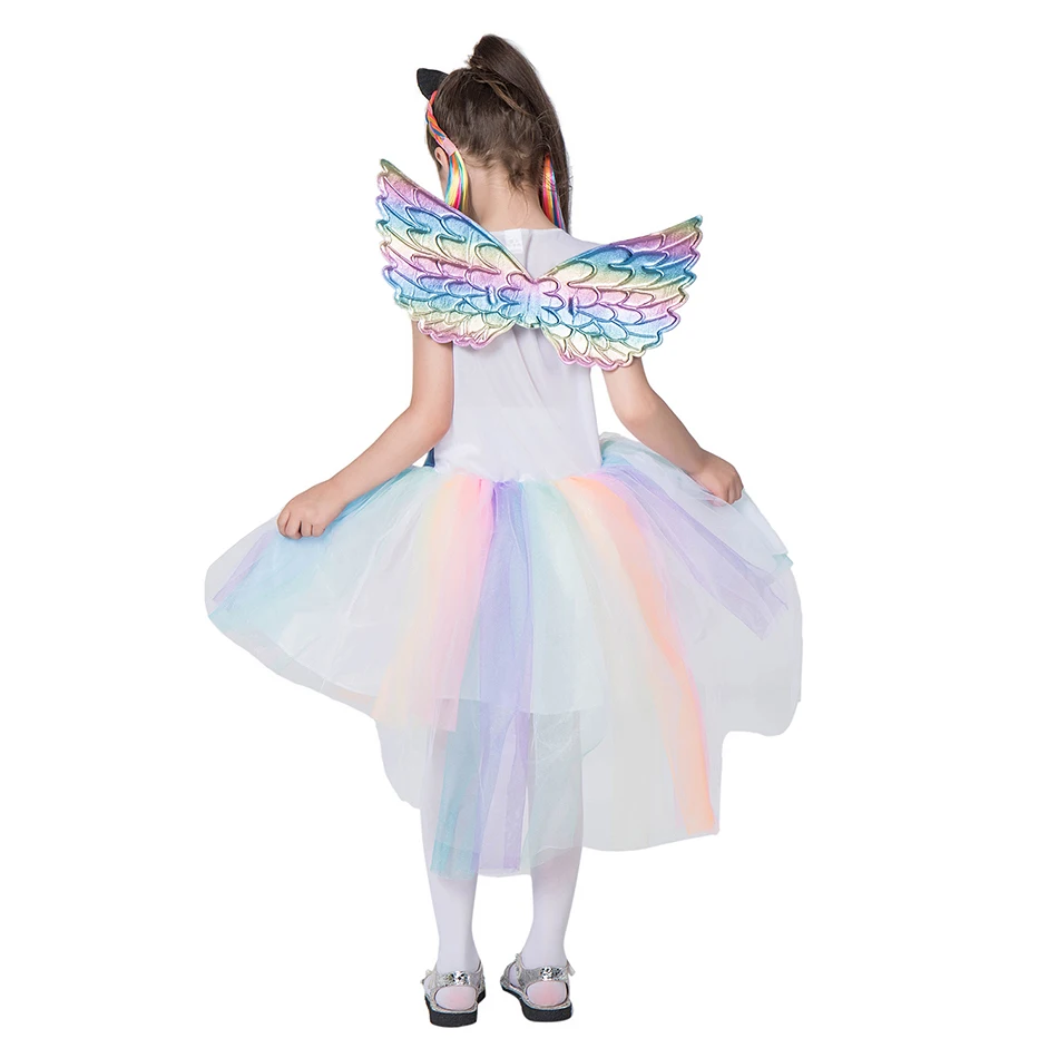 Радужное платье для девочек детское платье принцессы с единорогом, летнее платье-пачка с леденцом, бальное платье, детские костюмы для вечеринки в честь Дня Рождения